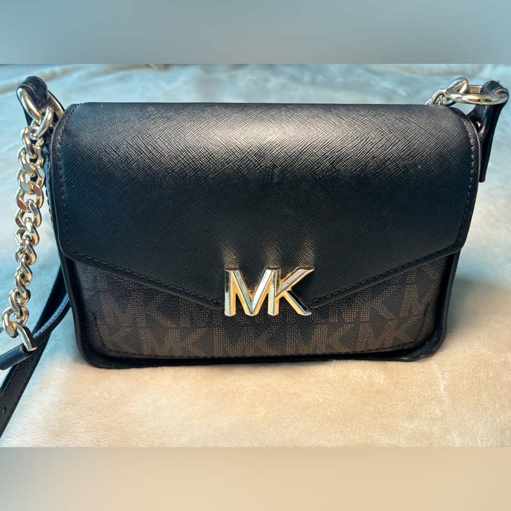 Michael Kors MK Sylvia Crossbody Bag Designer Brown Black